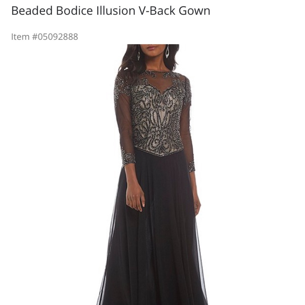 JKara Beaded Illusion V-back size 16 black